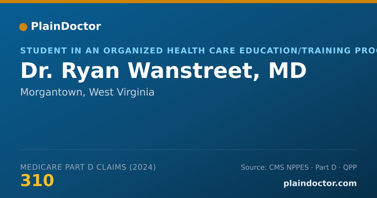 Shareable card for Ryan Wanstreet, MD - Student in an Organized Health Care Education/Training Program, Morgantown, WV