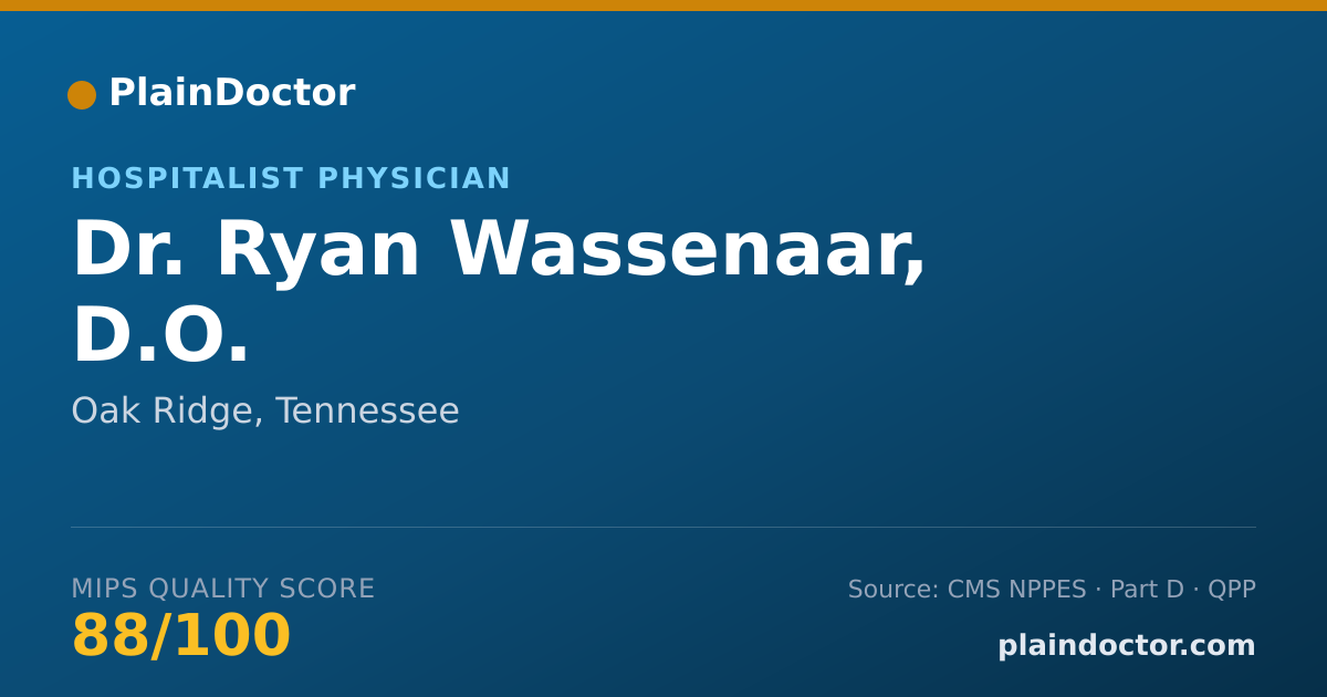Shareable card for Ryan Wassenaar, D.O. - Internal Medicine Physician, Oak Ridge, TN
