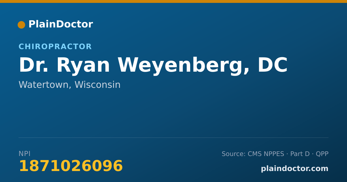Shareable card for Ryan Weyenberg, DC - Chiropractor, Watertown, WI