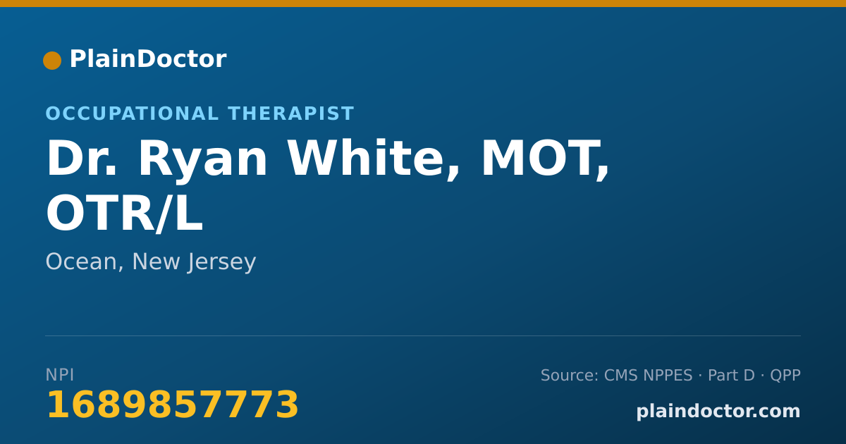 Shareable card for Ryan White, MOT, OTR/L - Occupational Therapist, Ocean, NJ