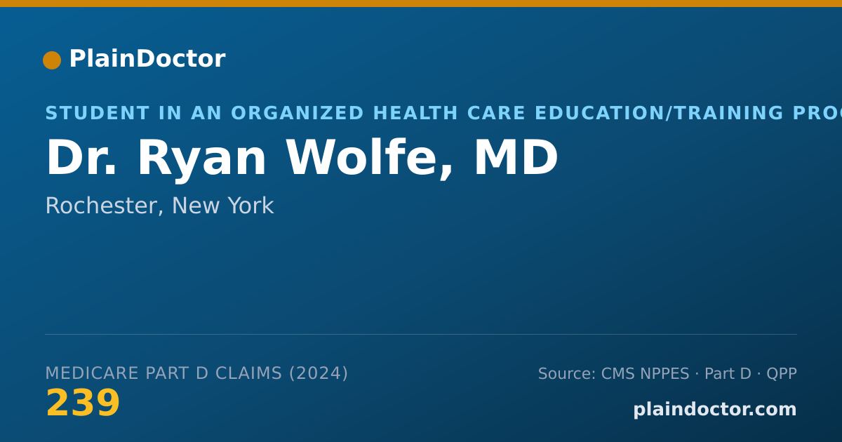 Shareable card for Ryan Wolfe, MD - Student in an Organized Health Care Education/Training Program, Rochester, NY