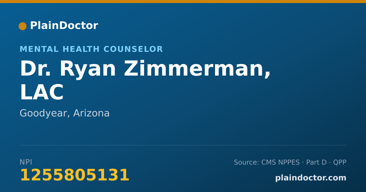 Shareable card for Ryan Zimmerman, LAC - Mental Health Counselor, Goodyear, AZ