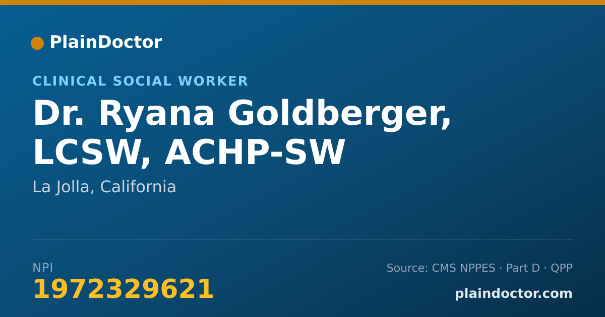 Shareable card for Ryana Goldberger, LCSW, ACHP-SW - Clinical Social Worker, La Jolla, CA