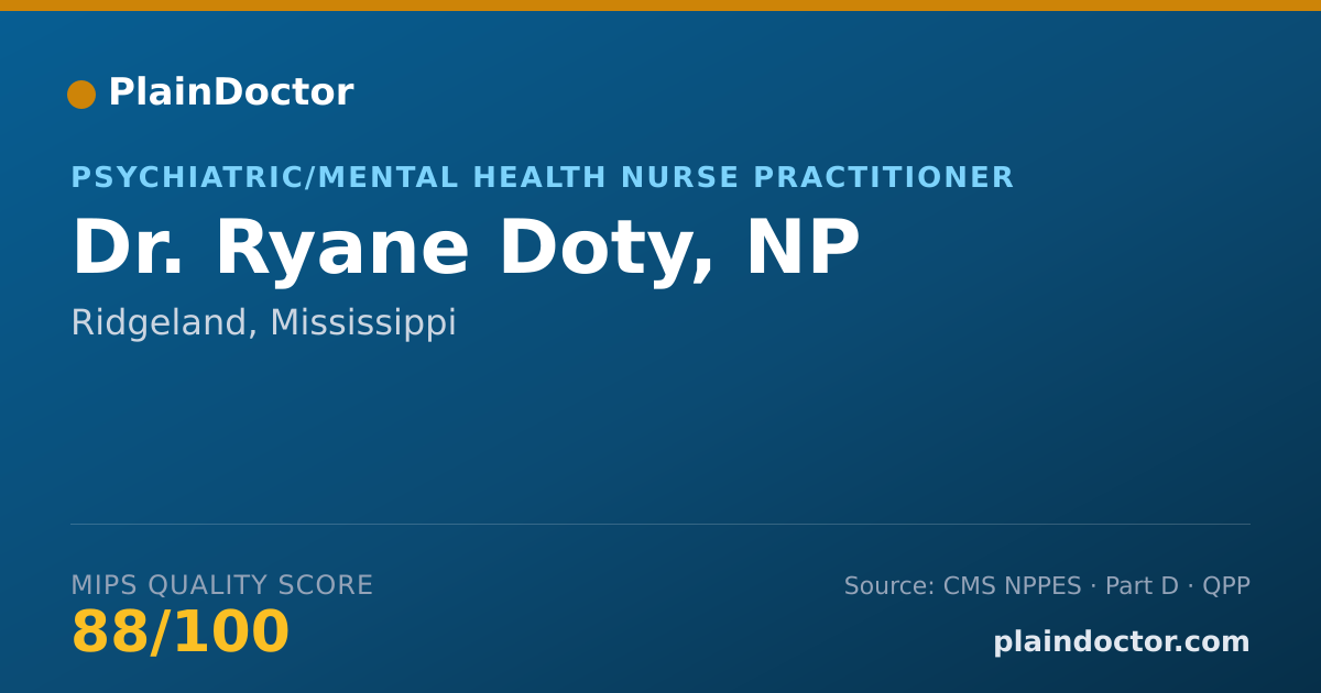 Shareable card for Ryane Doty, NP - Psychiatric/Mental Health Nurse Practitioner, Ridgeland, MS