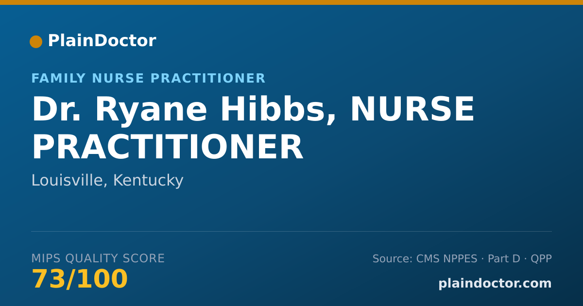 Shareable card for Ryane Hibbs, NURSE PRACTITIONER - Family Nurse Practitioner, Louisville, KY