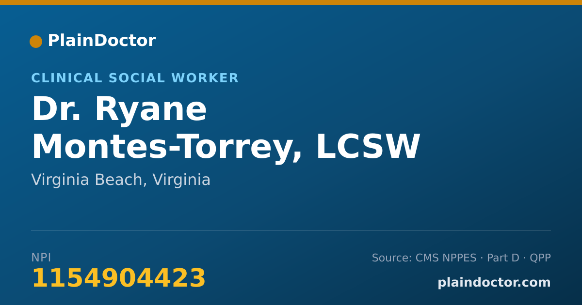 Shareable card for Ryane Montes-Torrey, LCSW - Clinical Social Worker, Virginia Beach, VA