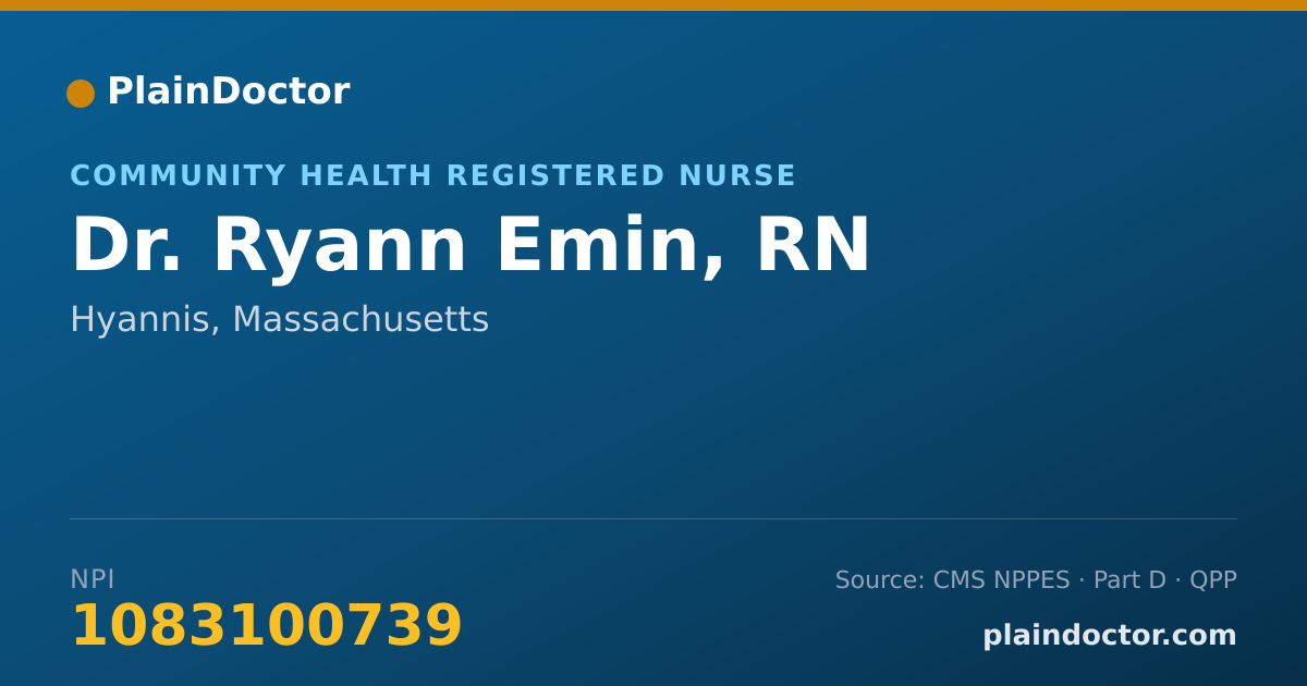 Shareable card for Ryann Emin, RN - Community Health Registered Nurse, Hyannis, MA