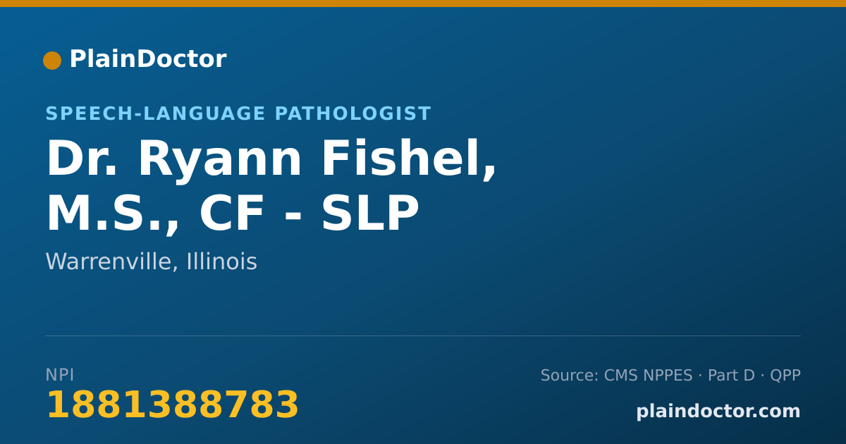 Shareable card for Ryann Fishel, M.S., CF - SLP - Speech-Language Pathologist, Warrenville, IL
