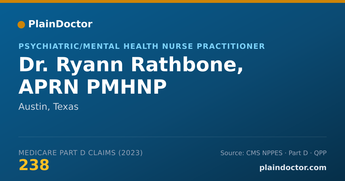 Shareable card for Ryann Rathbone, APRN PMHNP - Psychiatric/Mental Health Nurse Practitioner, Austin, TX