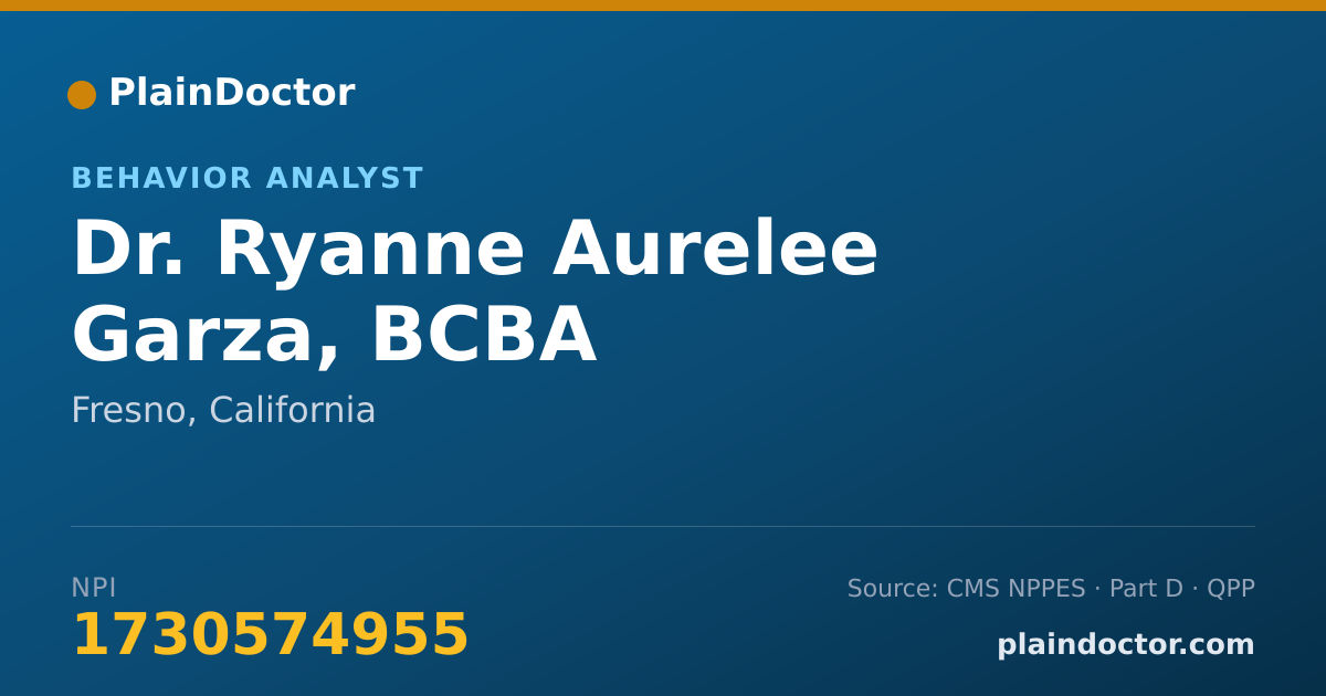 Shareable card for Ryanne Aurelee Garza, BCBA - Behavior Analyst, Fresno, CA