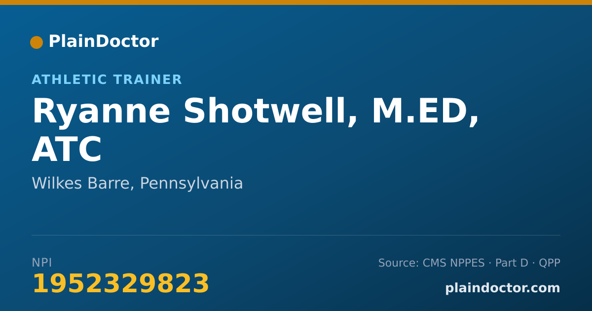Shareable card for Ryanne Shotwell, M.ED, ATC - Athletic Trainer, Wilkes Barre, PA