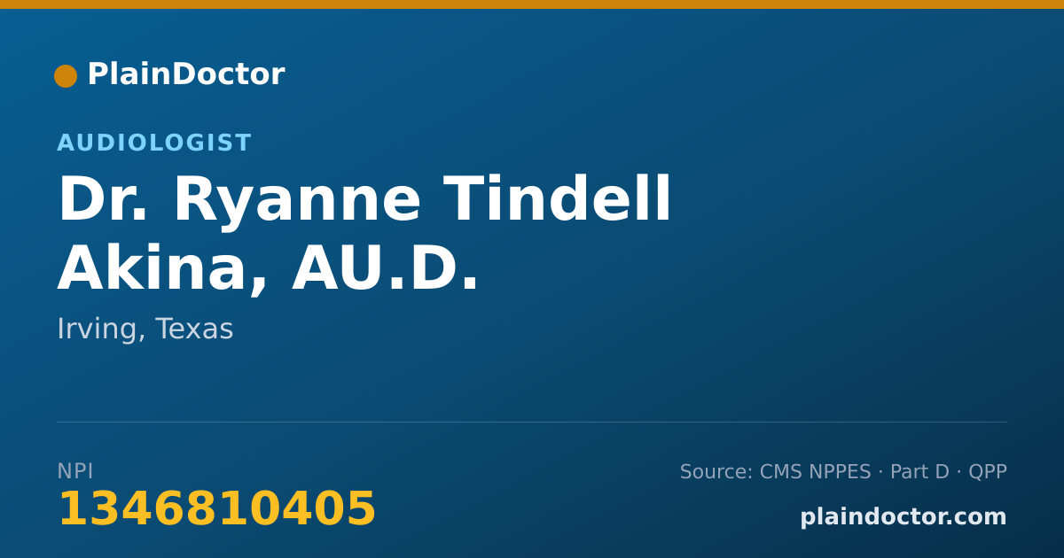Shareable card for Ryanne Tindell Akina, AU.D. - Audiologist, Irving, TX