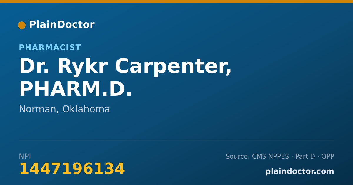 Shareable card for Rykr Carpenter, PHARM.D. - Pharmacist, Norman, OK