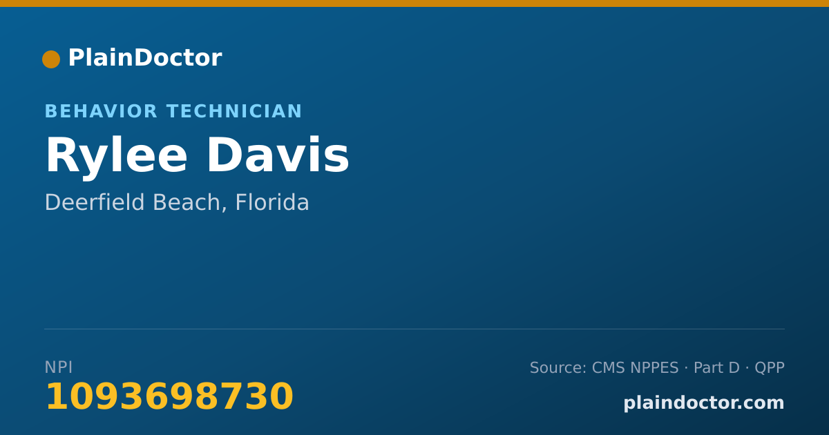 Shareable card for Rylee Davis - Behavior Technician, Deerfield Beach, FL