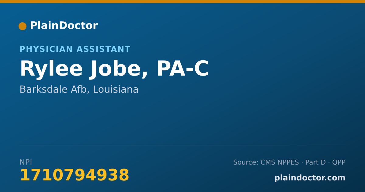 Shareable card for Rylee Jobe, PA-C - Physician Assistant, Barksdale Afb, LA