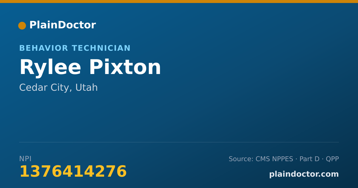 Shareable card for Rylee Pixton - Behavior Technician, Cedar City, UT