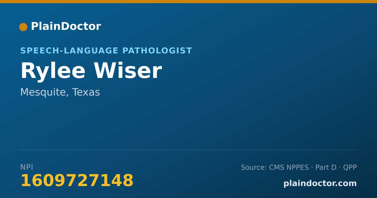 Shareable card for Rylee Wiser - Speech-Language Pathologist, Mesquite, TX