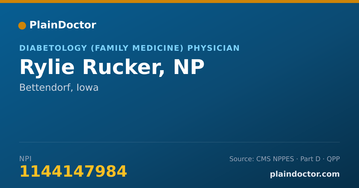 Shareable card for Rylie Rucker, NP - Diabetology (Family Medicine) Physician, Bettendorf, IA