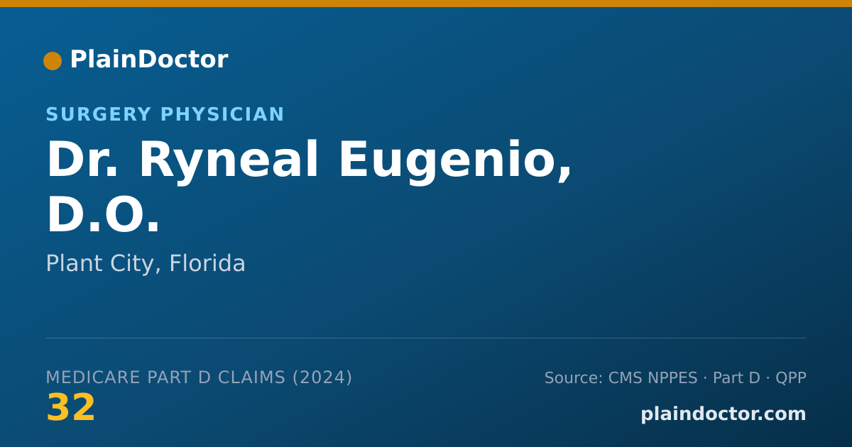 Shareable card for Ryneal Eugenio, D.O. - Surgery Physician, Plant City, FL