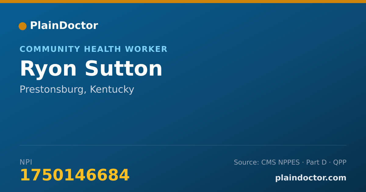 Shareable card for Ryon Sutton - Community Health Worker, Prestonsburg, KY
