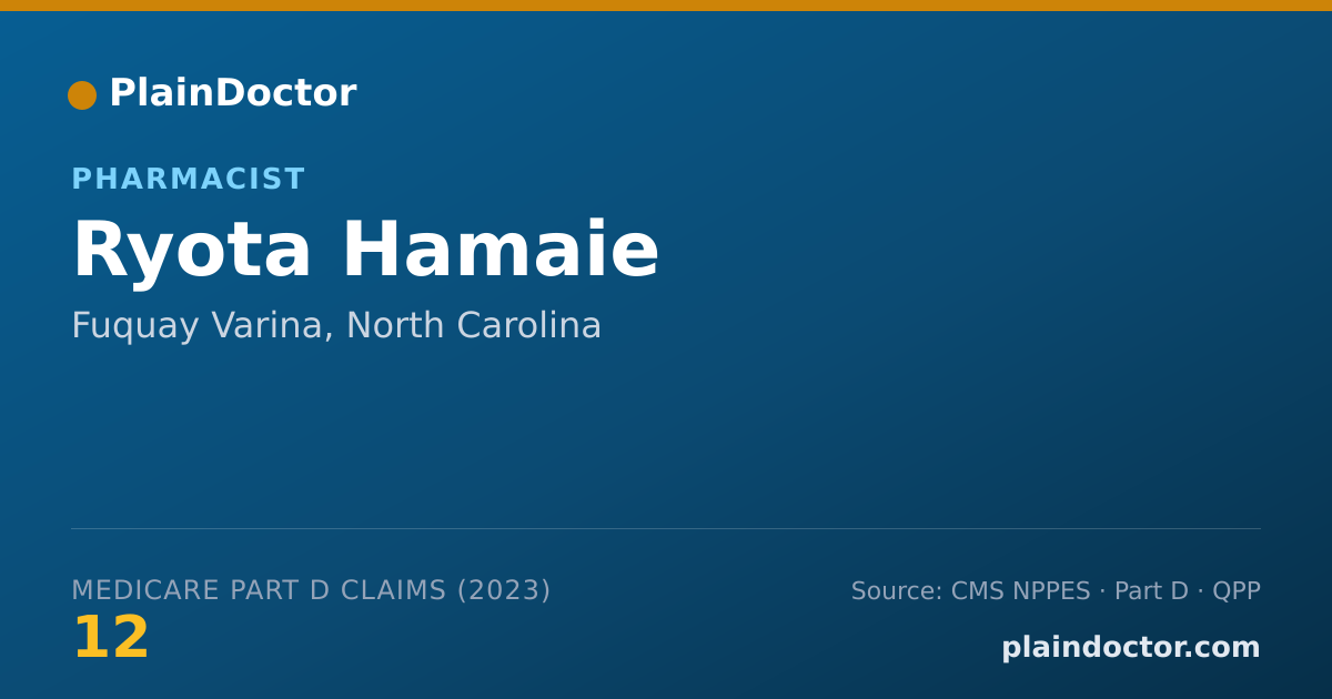 Shareable card for Ryota Hamaie - Pharmacist, Fuquay Varina, NC