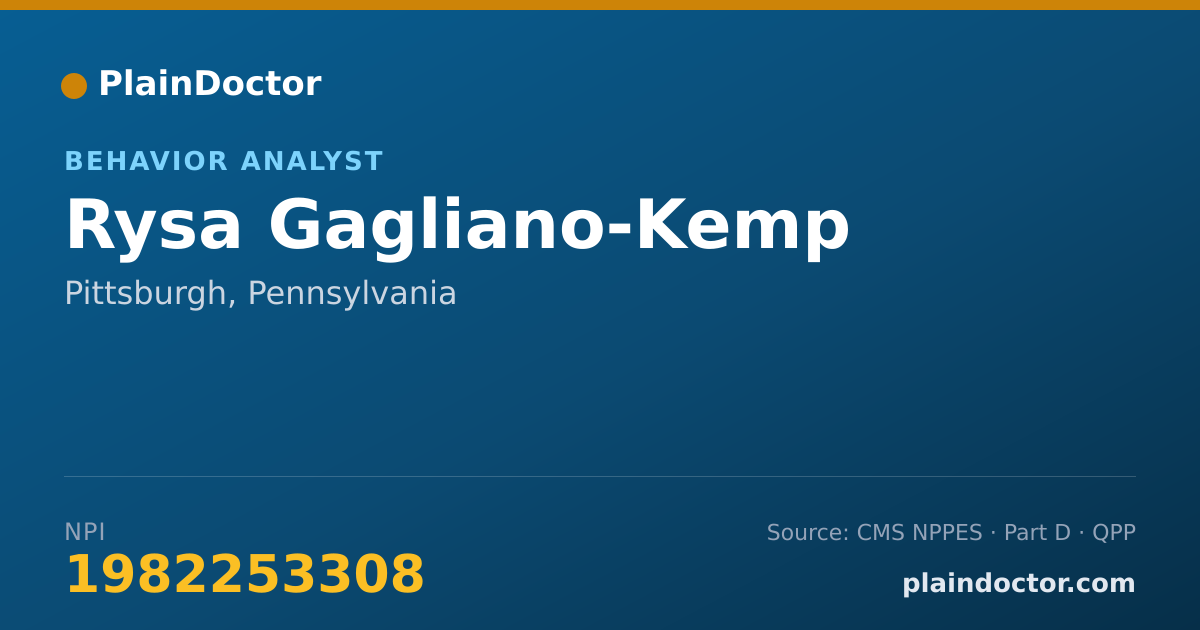 Shareable card for Rysa Gagliano-Kemp - Behavior Analyst, Pittsburgh, PA