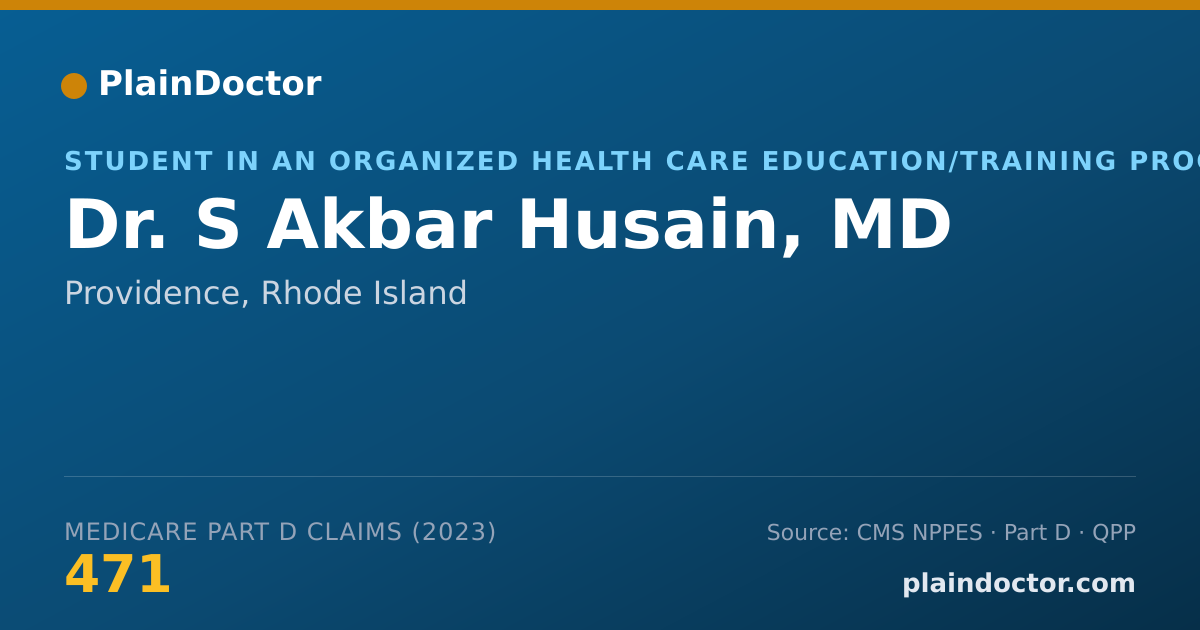 Shareable card for S Akbar Husain, MD - Student in an Organized Health Care Education/Training Program, Providence, RI