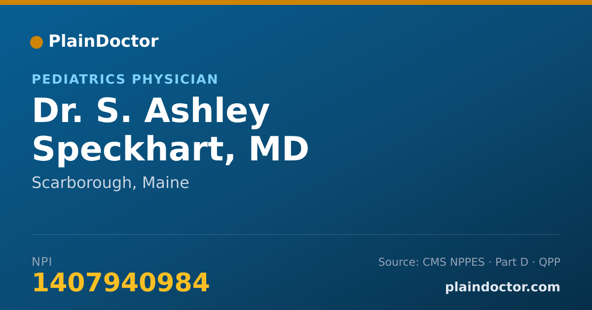 Shareable card for S. Ashley Speckhart, MD - Pediatrics Physician, Scarborough, ME
