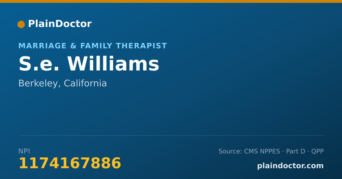 Shareable card for S.e. Williams - Marriage & Family Therapist, Berkeley, CA
