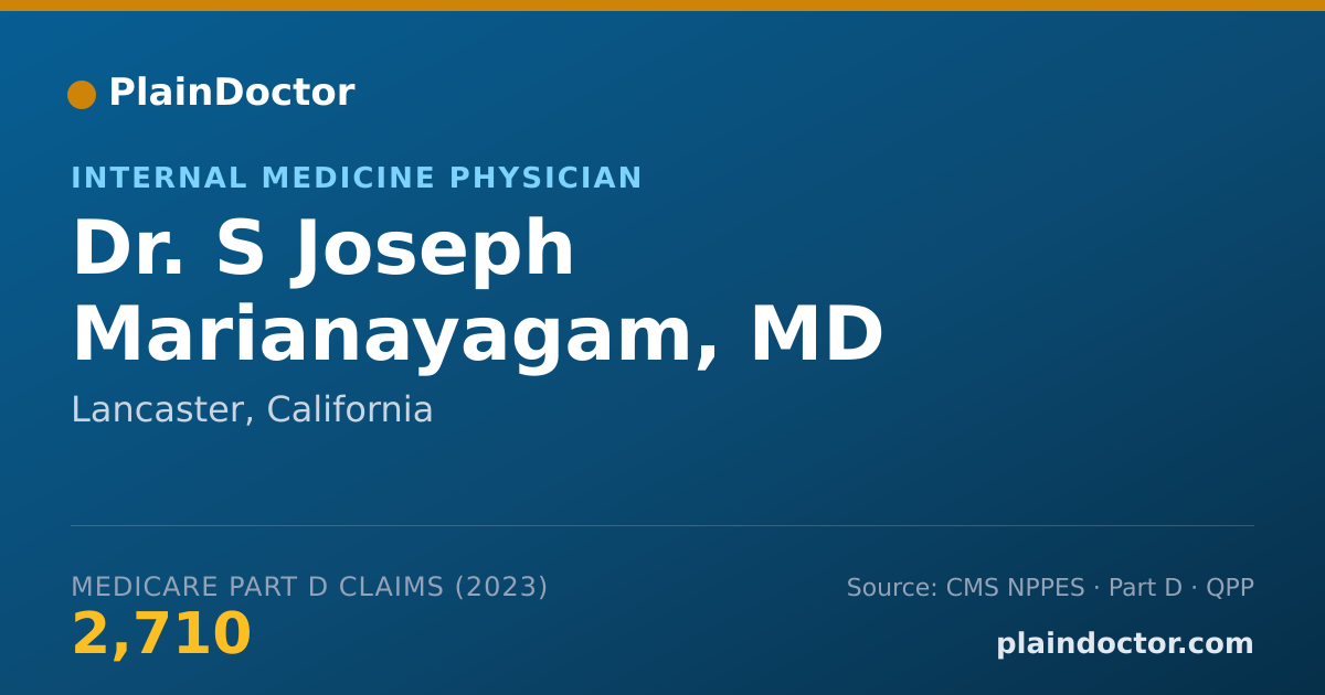 Shareable card for S Joseph Marianayagam, MD - Internal Medicine Physician, Lancaster, CA