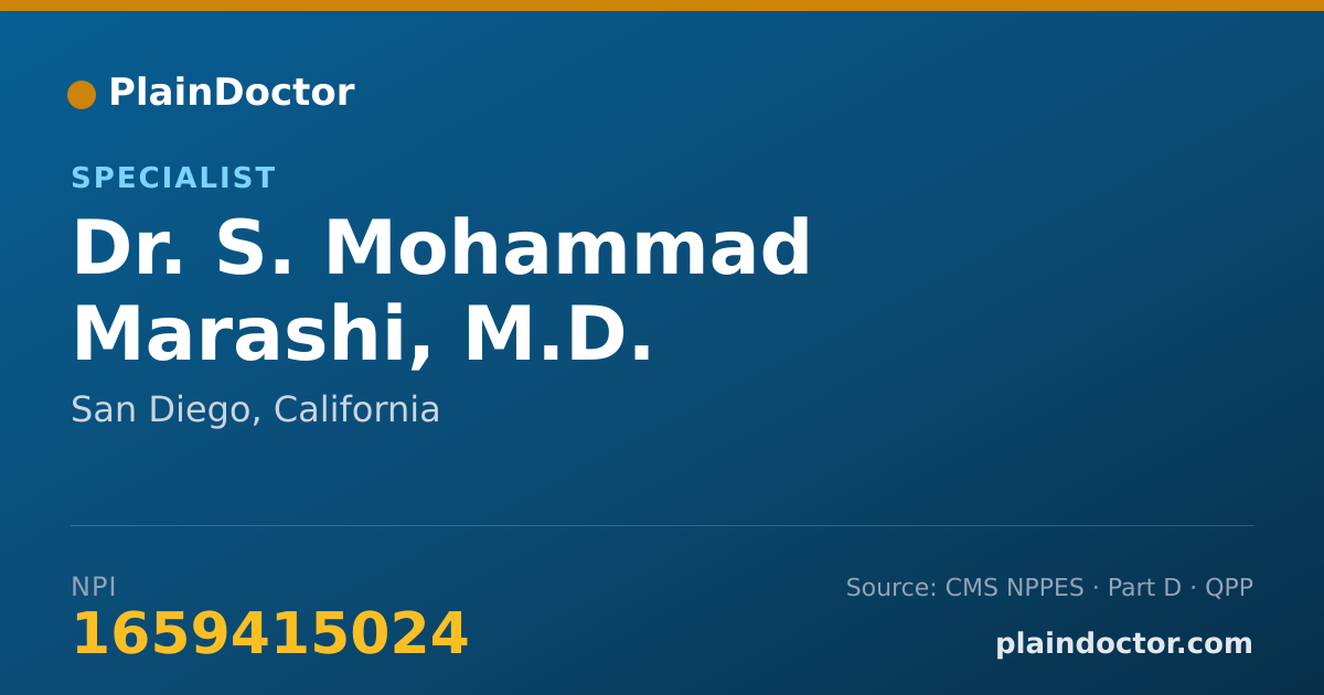 Shareable card for S. Mohammad Marashi, M.D. - Specialist, San Diego, CA