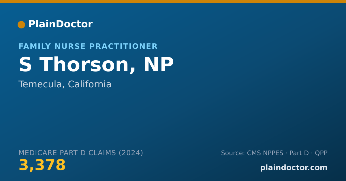 Shareable card for S Thorson, NP - Family Nurse Practitioner, Temecula, CA