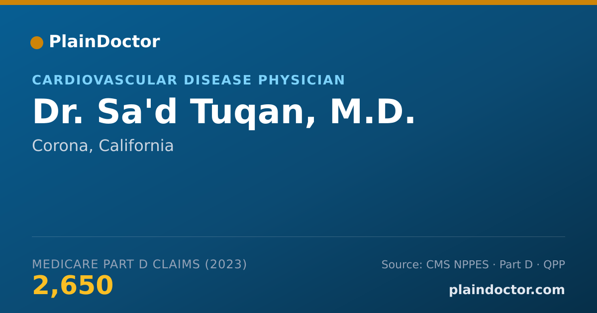 Shareable card for Sa'd Tuqan, M.D. - Cardiovascular Disease Physician, Corona, CA
