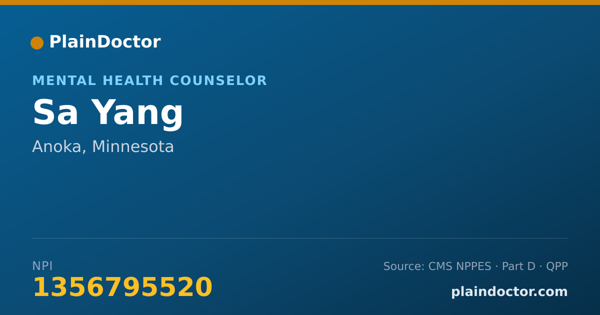 Shareable card for Sa Yang - Mental Health Counselor, Anoka, MN