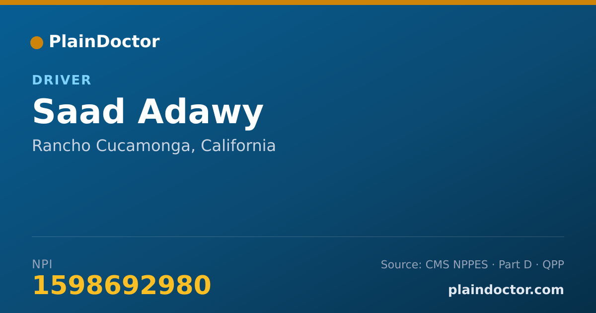 Shareable card for Saad Adawy - Driver, Rancho Cucamonga, CA