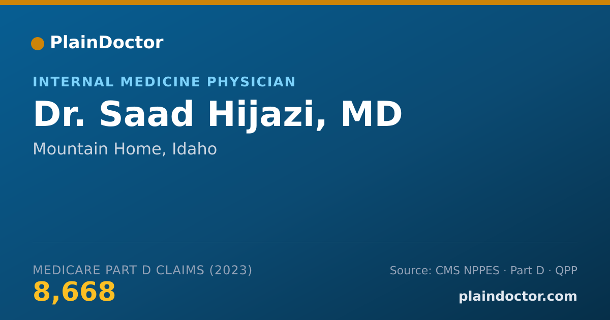 Shareable card for Saad Hijazi, MD - Internal Medicine Physician, Mountain Home, ID