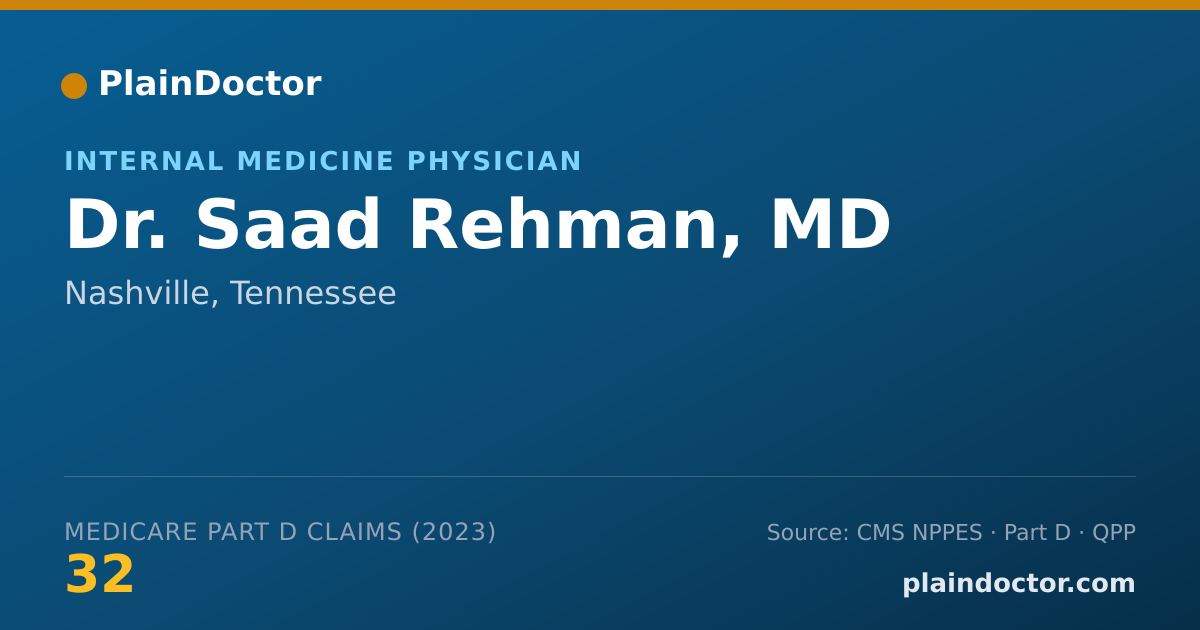 Shareable card for Saad Rehman, MD - Internal Medicine Physician, Nashville, TN