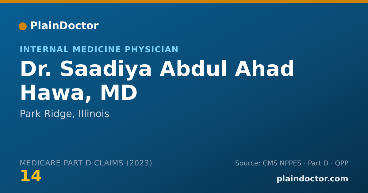 Shareable card for Saadiya Abdul Ahad Hawa, MD - Internal Medicine Physician, Park Ridge, IL