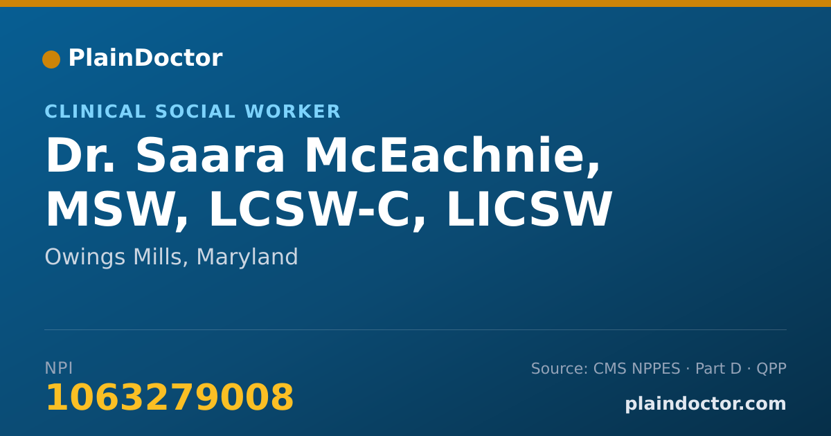 Shareable card for Saara McEachnie, MSW, LCSW-C, LICSW - Clinical Social Worker, Owings Mills, MD