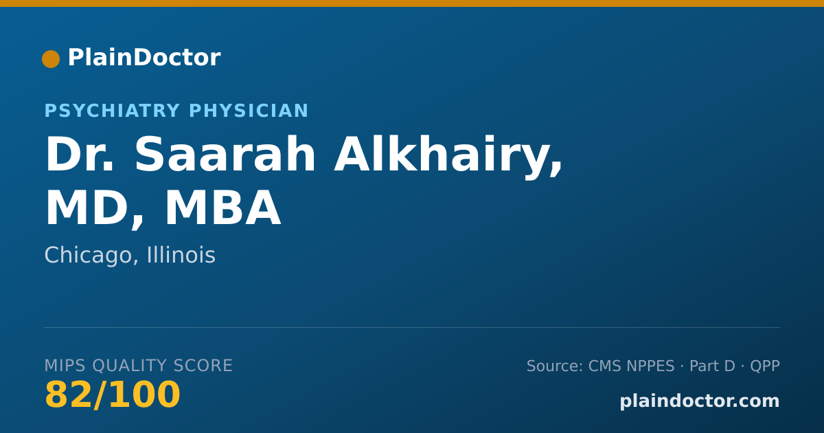 Shareable card for Saarah Alkhairy, MD, MBA - Psychiatry Physician, Chicago, IL