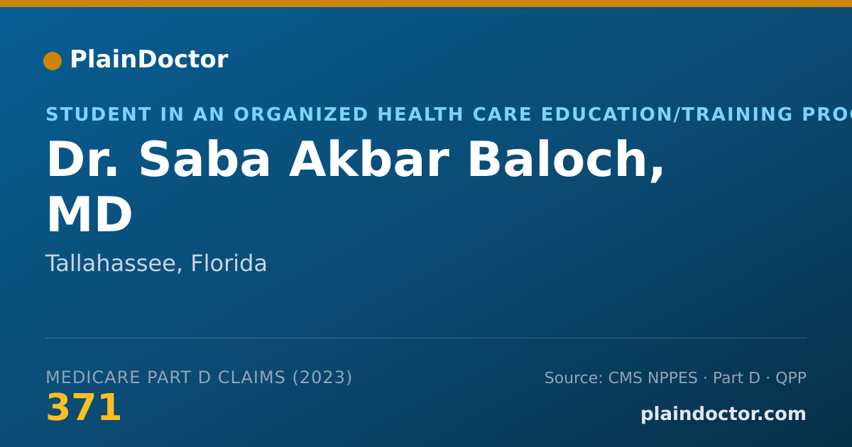 Shareable card for Saba Akbar Baloch, MD - Student in an Organized Health Care Education/Training Program, Tallahassee, FL