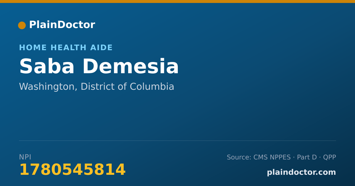 Shareable card for Saba Demesia - Home Health Aide, Washington, DC