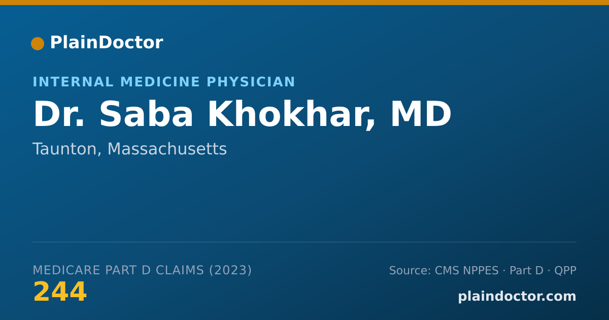 Shareable card for Saba Khokhar, MD - Internal Medicine Physician, Taunton, MA