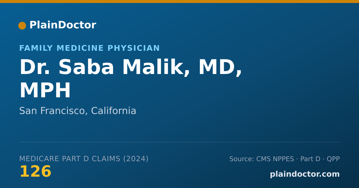 Shareable card for Saba Malik, MD, MPH - Student in an Organized Health Care Education/Training Program, San Francisco, CA
