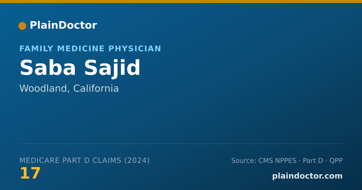 Shareable card for Saba Sajid - Family Medicine Physician, Woodland, CA
