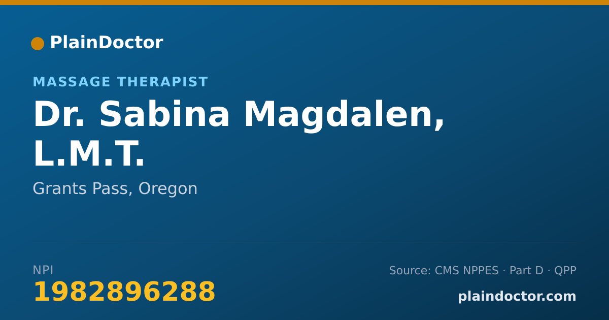 Shareable card for Sabina Magdalen, L.M.T. - Massage Therapist, Grants Pass, OR