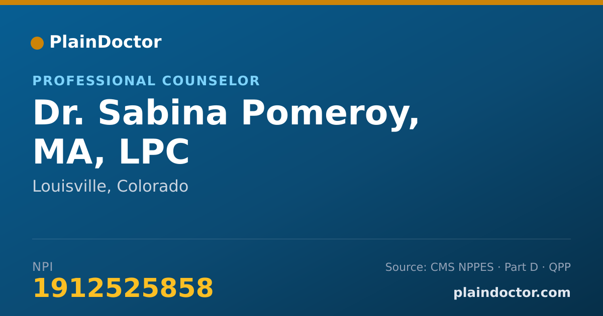 Shareable card for Sabina Pomeroy, MA, LPC - Professional Counselor, Louisville, CO