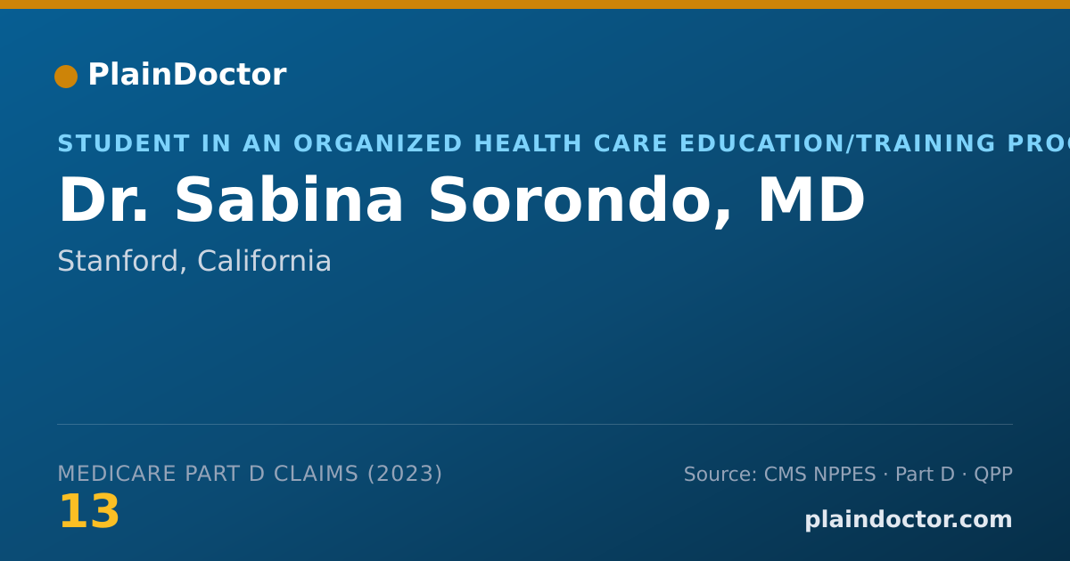 Shareable card for Sabina Sorondo, MD - Student in an Organized Health Care Education/Training Program, Stanford, CA