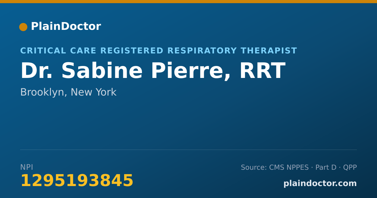 Shareable card for Sabine Pierre, RRT - Critical Care Registered Respiratory Therapist, Brooklyn, NY