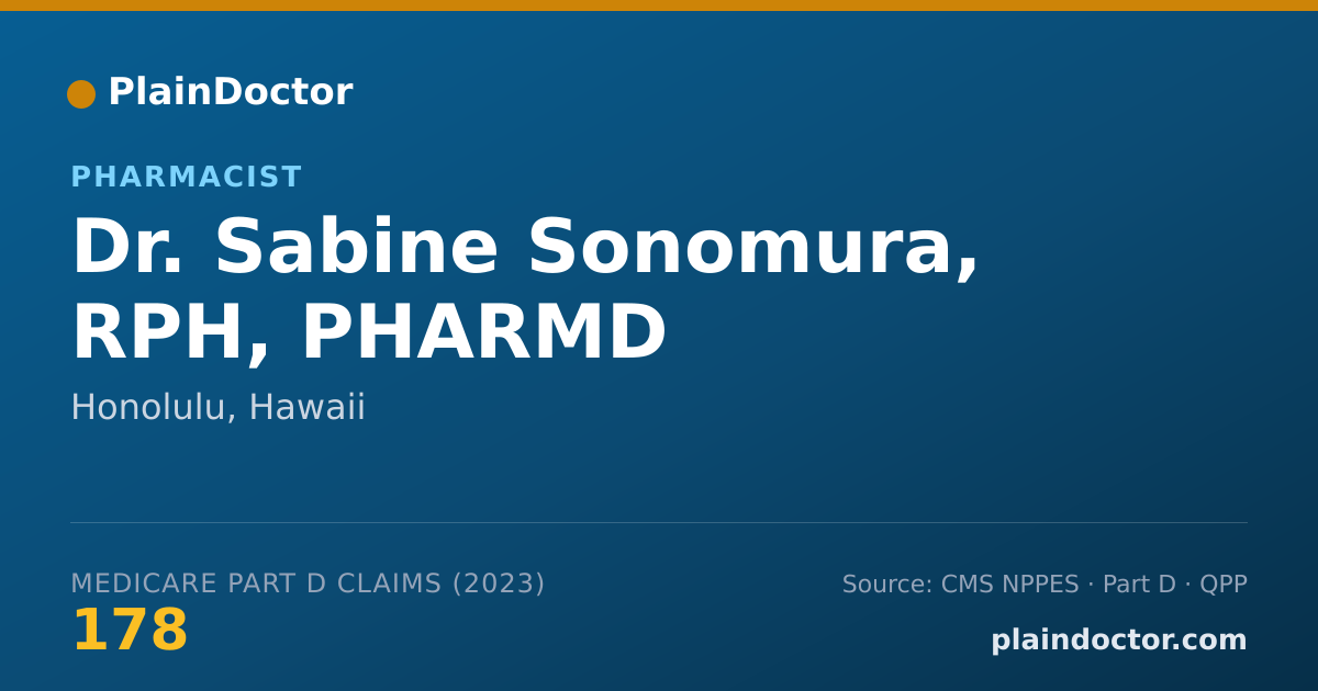 Shareable card for Sabine Sonomura, RPH, PHARMD - Pharmacist, Honolulu, HI
